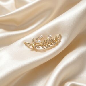 Elegant Golden Pearl Brooch