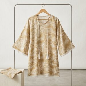 Printed Linen Kurta Set  2-Piece Ensemble