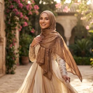 Sequin Flower Embroidered Shimmer Hijab