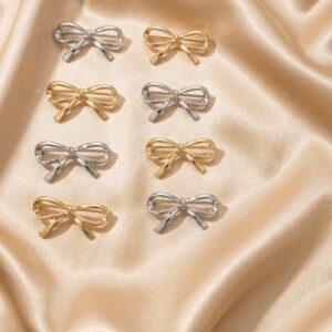 Stylish Women's Bow Brooch - Golden _ Silver - 8 pieces